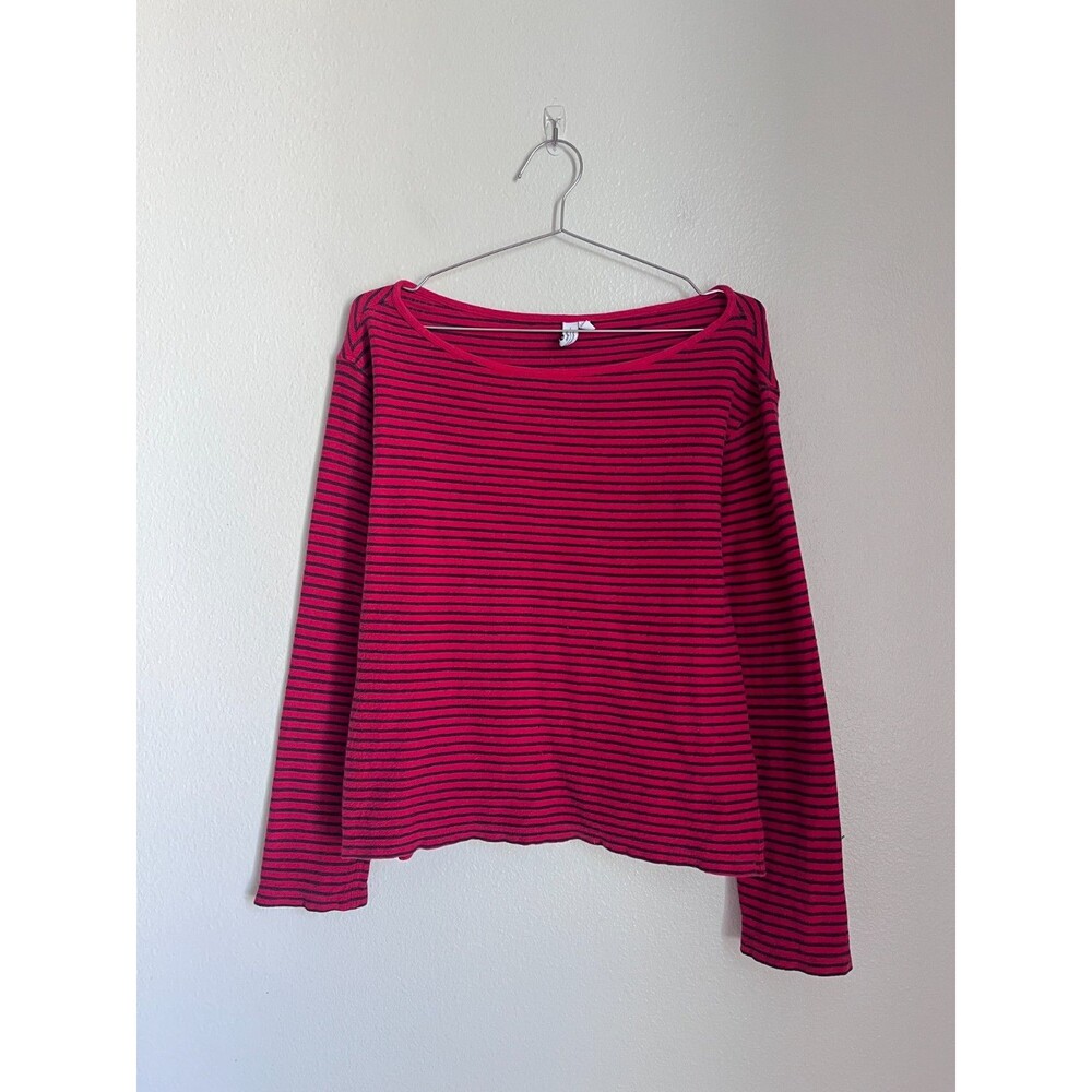 & Other Stories Cotton Stripe Jersey T-Shirt in Red/Navy Size US 6